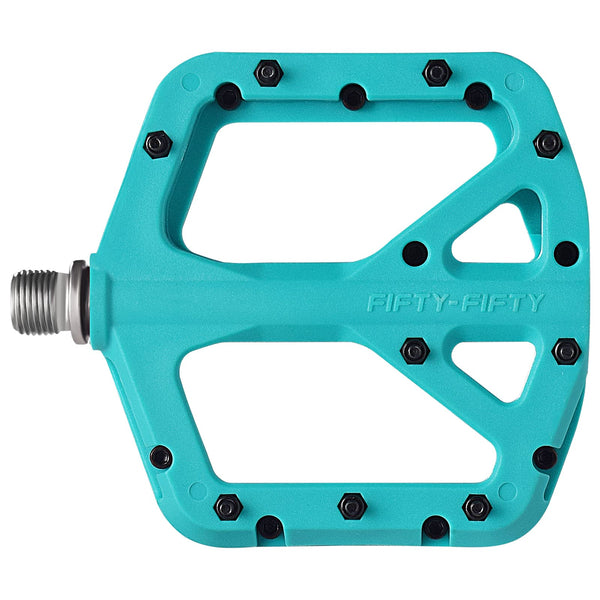 FIFTY-FIFTY Mountain Bike Pedals, Non-Slip MTB Nylon Composite, 9/16" Bicycle Pedals, Lightweight and Wide Flat Platform (Turquoise)