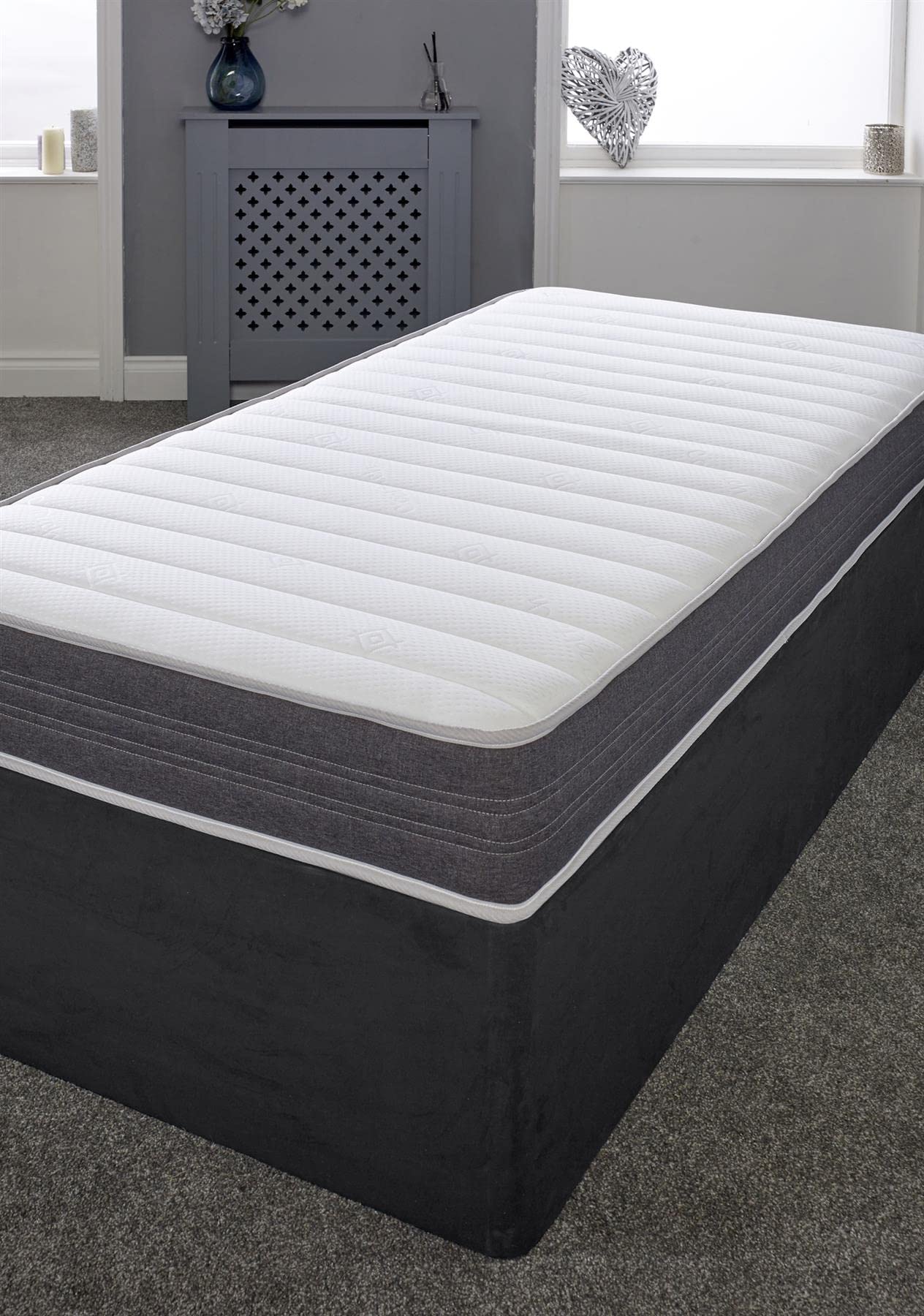 Extreme Comfort Sirocco Airflow Grey 18cms Deep Hybrid Spring & Memory Fibre Mattress, 2ft6 Small Single (2ft6 x 6ft3, 75cm x 190cm)