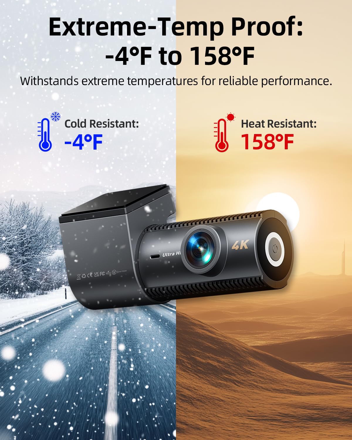 Dash Cam Front and Rear, 4K Dashcam with 64GB SD Card, 1.5'' IPS Display Dual Car Camera with 5GHz Wi-Fi, 24/7 Parking Mode, G-Sensor, Night Vision, 170° Wide Angle, Loop Recording, App Control