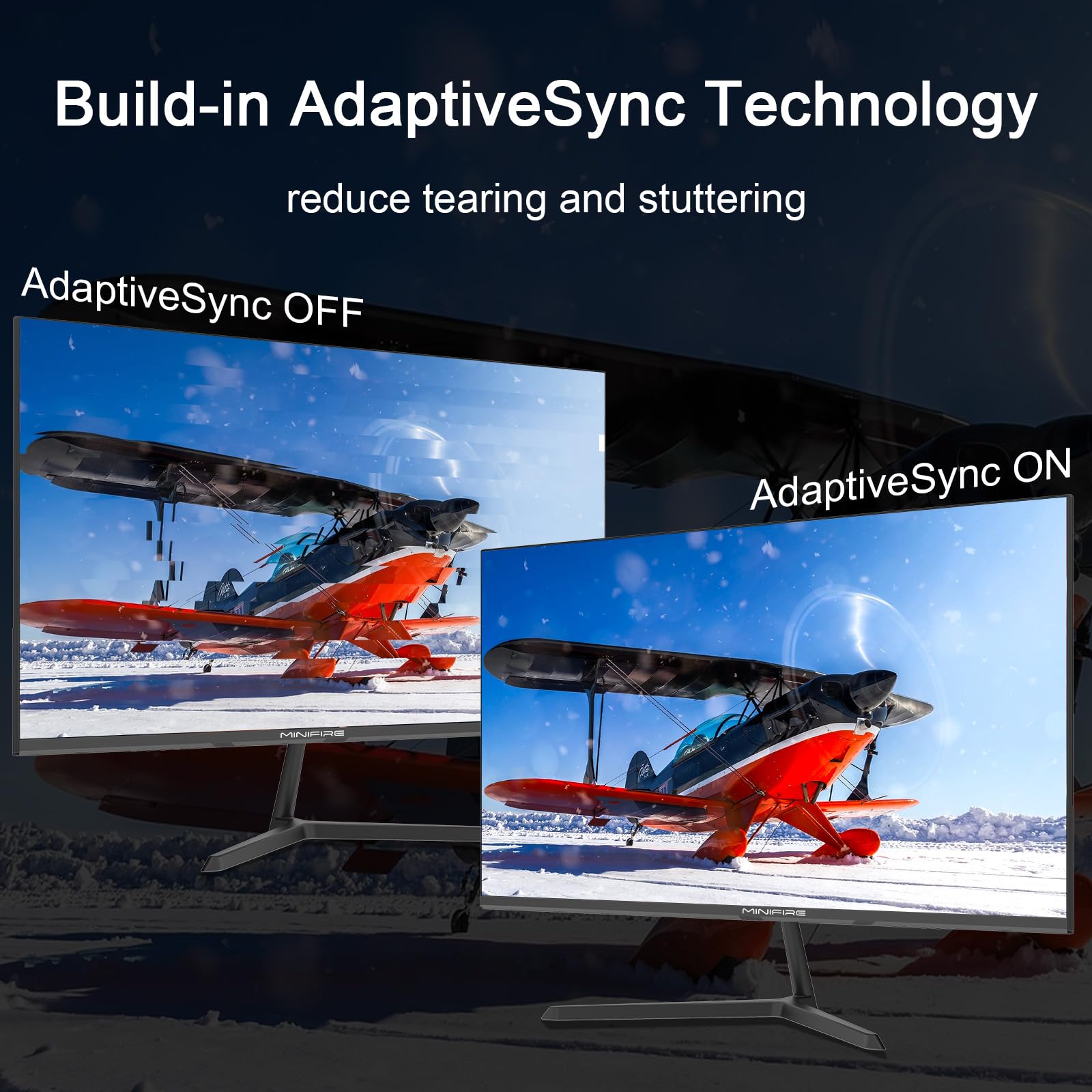 Minifire 27 Inch Gaming Monitor, 180Hz, Curved Gaming Monitor, Built in Speaker, Crosshair, 1Ms, sRGB130%, FHD 1080P Computer Screen, VESA Compatible, Eye Care Adaptive Sync HDMI＆DP Prots （MFG27C1 ）