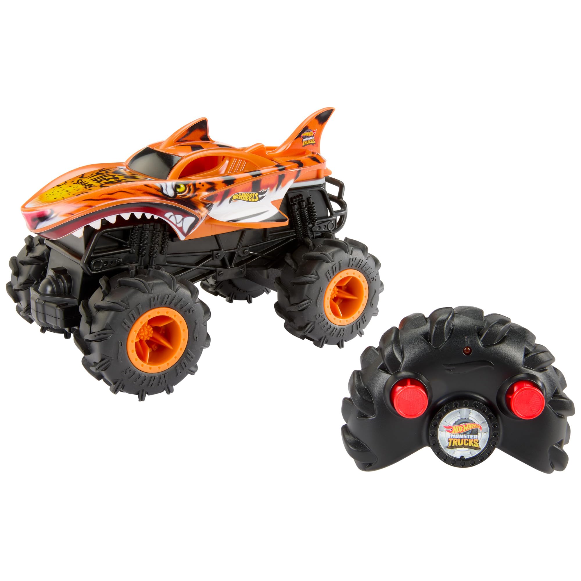 Hot Wheels Monster Trucks Remote Control Car, 1:15 Scale Mega-Wrex Alive Battery-Powered RC Vehicle with Lights & Sounds, JBD90