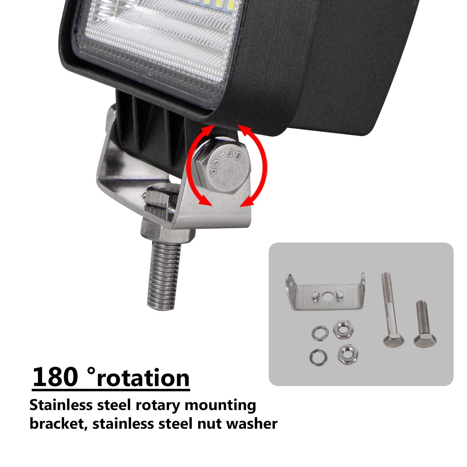 RIGIDON 2 Pcs Square Led Work Light, 4 inch 48W Spot Beam, 12V 24V Driving Lights Lamp for Car Off road Boat Truck 4x4 SUV ATV Tractors Excavator, 6000K White, Fog Lamp