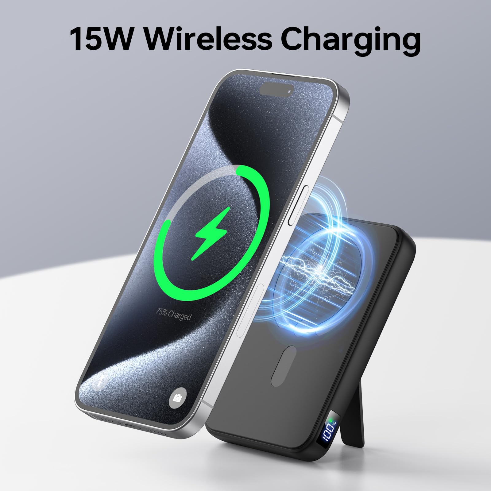 For Magsafe Power Bank, Portable Charger 12000mAh, 22.5W Fast Charging Battery Pack with USB-C Input & Output, LED Display for iPhone 16/15/14/13/12 Pro/Pro Max