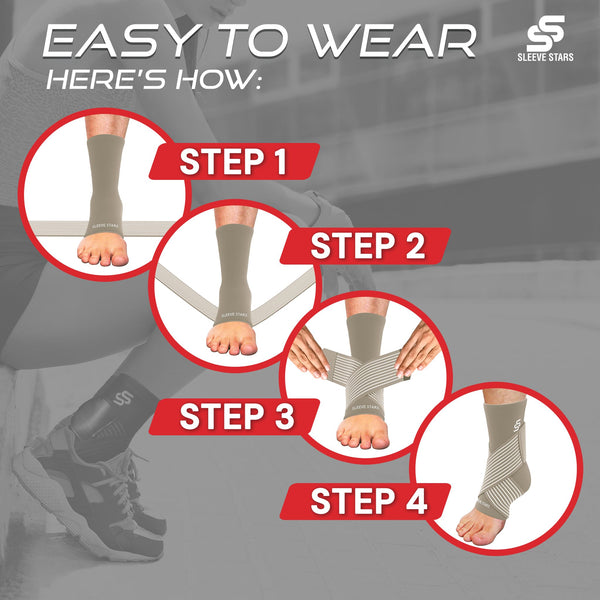 Sleeve Stars Ankle Brace for Sprained Ankle, Plantar Fasciitis Relief Ankle Support for Women & Men, Ankle Compression Sleeve w/Strap, Achilles Tendonitis Brace, Foot Brace Wrap (Single/Hot Pink)