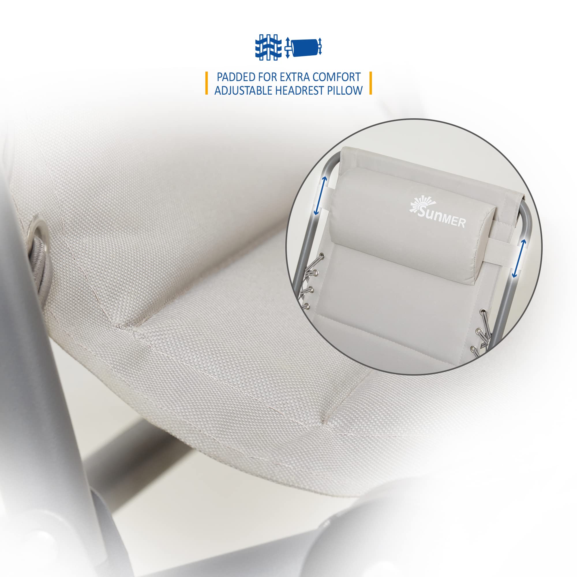 Set of 2 Sun Lounger Garden Chairs With Cup And Phone Holder | Adjustable Headrest Pillow | Deck Folding Recliner Zero Gravity Outdoor Chair - Black