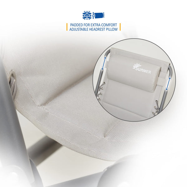 Set of 2 Sun Lounger Garden Chairs With Cup And Phone Holder | Adjustable Headrest Pillow | Deck Folding Recliner Zero Gravity Outdoor Chair - Black