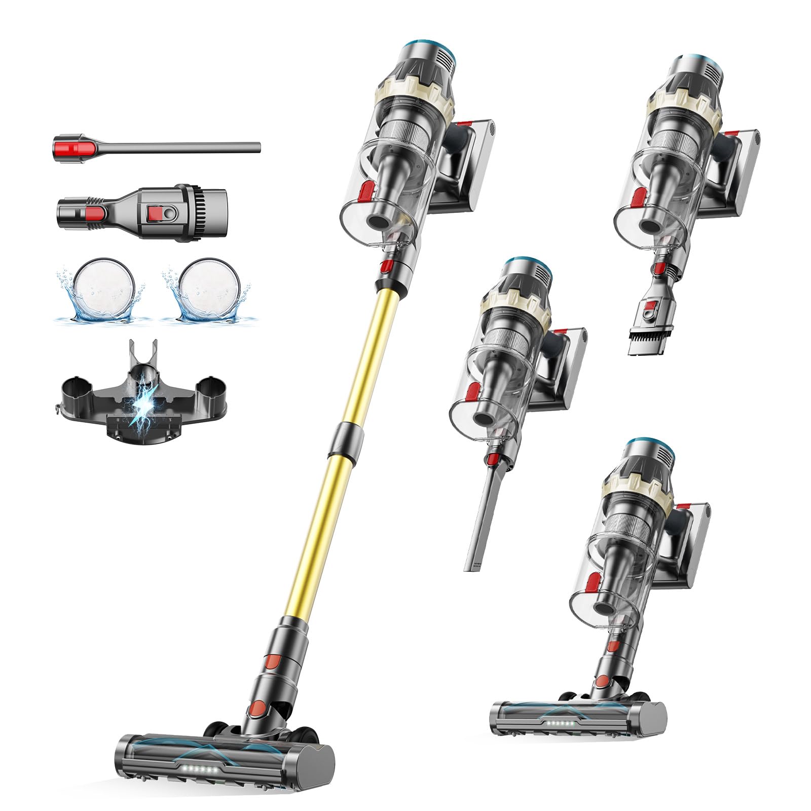 Linkifly XT1 Cordless Vacuum Cleaner, 48Kpa/550W Powerful Suction with Touch Screen & Anti-Tangle Roller Brush, up to 70 mins Run Time, Stick Vauum Cleaner for for Hardwood Floor Carpet Car Pet Hair