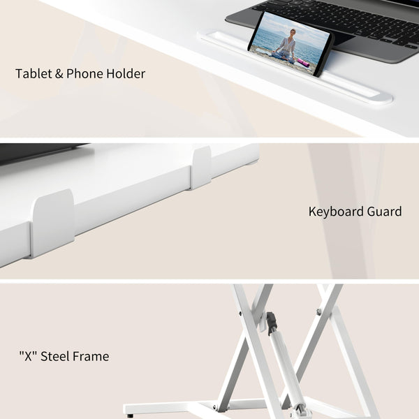 ERGOMAKER Height Adjustable Standing Desk Converter - 101cm (40 Inch) Wide Platform Tabletop Workstation - Quick Sit to Stand Desk Riser for Dual Monitors White