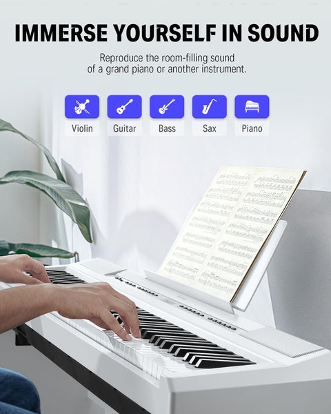 Donner Digital Piano Keyboard Weighted 88 Keys with Piano Stand, Beginner Home Electric Piano with Furniture Stand and Triple Pedal, DEP-20 Real Piano Touch