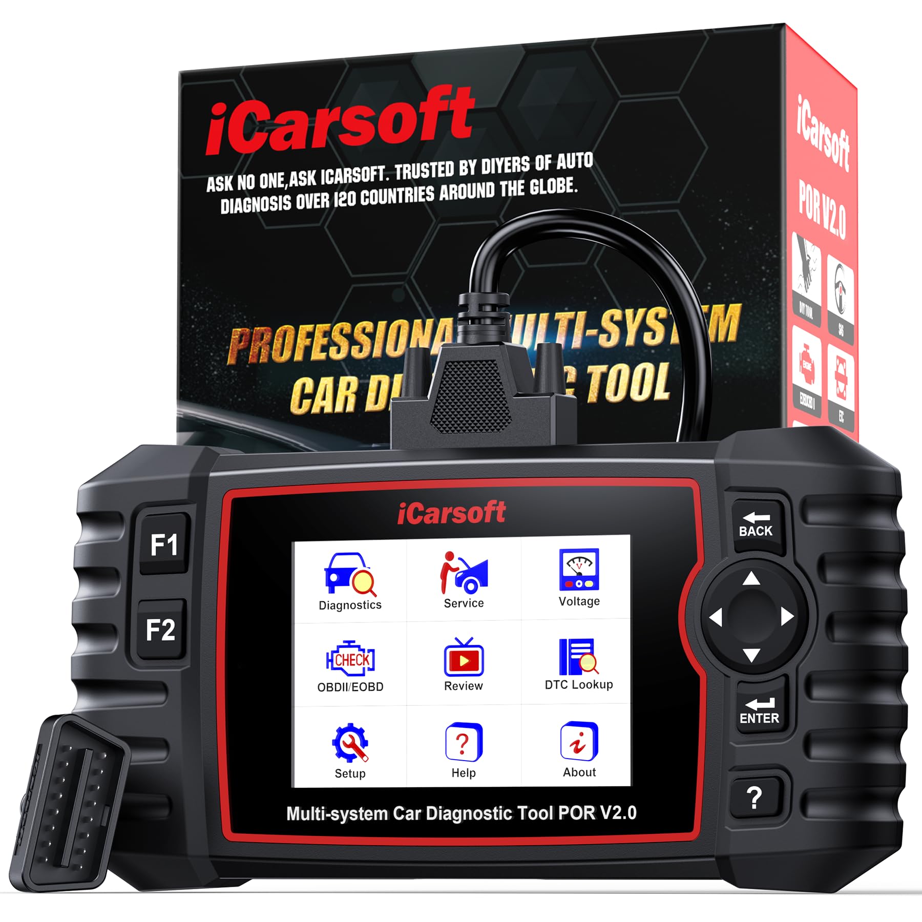 iCarsoft POR V3.0 Scanner for Porsche, 27 Reset Services OBD2 Scanner Code Reader, OIL/BLD/EPB/SAS/BMS/ETC/INJ/DP-F/TPMS Reset, 4-in-1 Graph Data, Bi-Directional Test, Lifetime F-ree Update