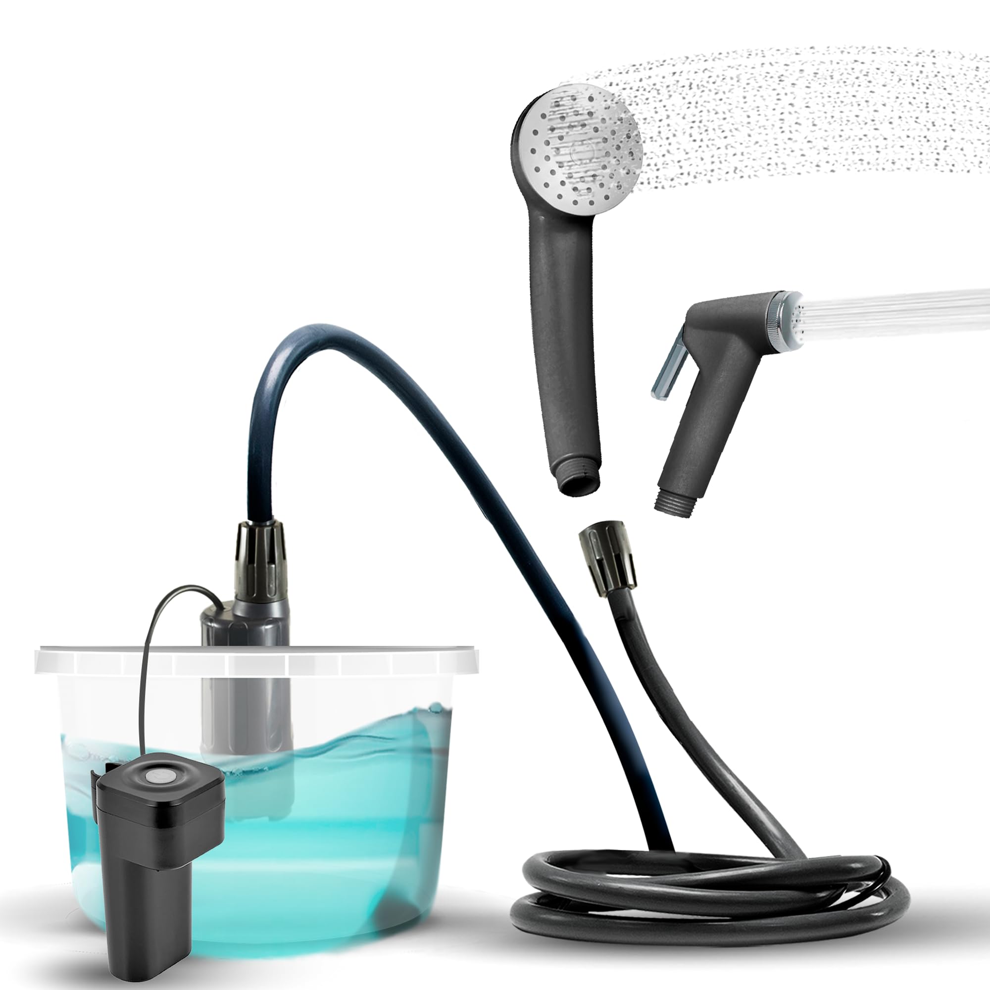 Colapz USB Rechargeable Camping Shower - Portable Shower for Dogs - High Pressure Jet Wash for Bikes - 1 Shower Head - 1 Jet Head - Carry Case Included - Campervan Essentials