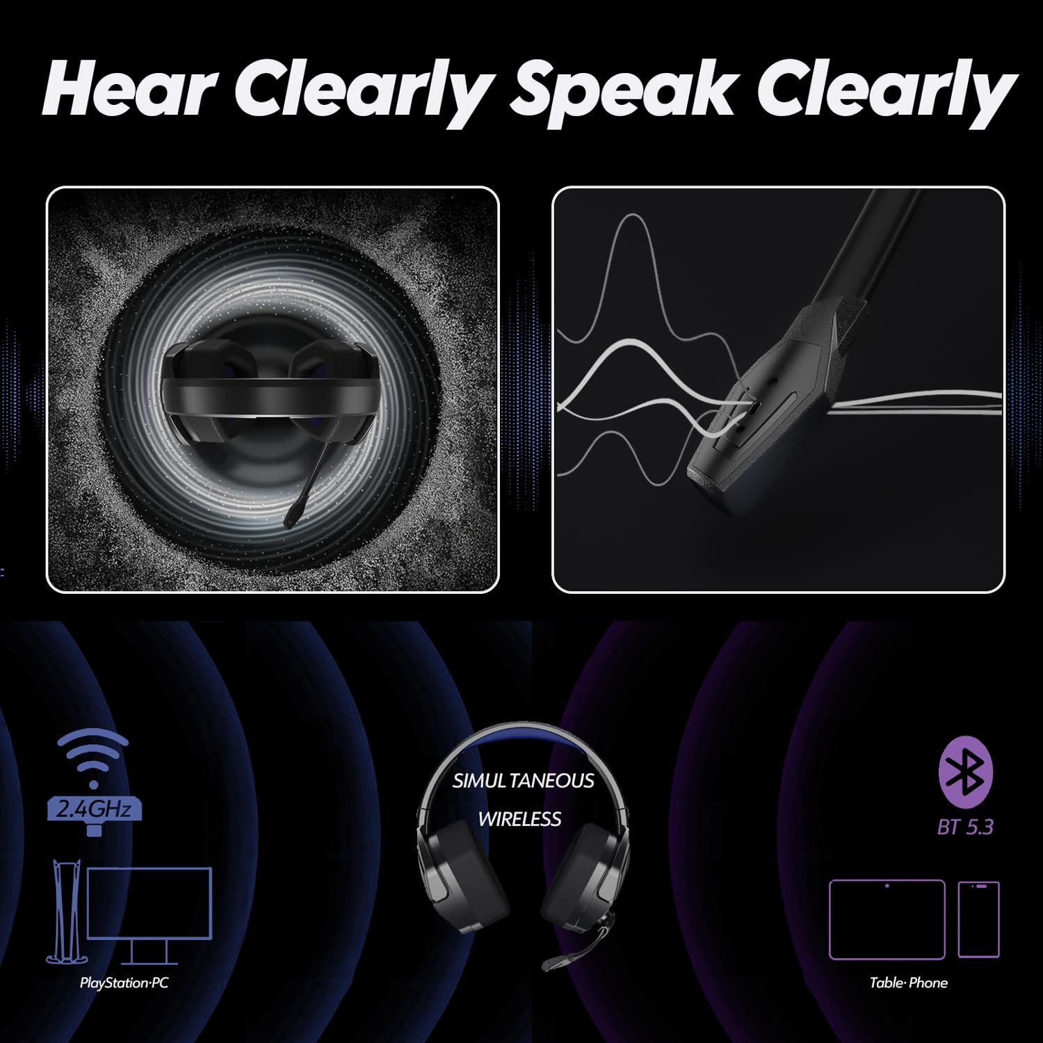 NUBWO G06 Pro Wireless Gaming Headset with Charging Station for Headset & PS5 Controller, 17ms Low Latency, 120H Battery Life, Dynamic 50mm Drivers-White (Only Compatible with PS5)