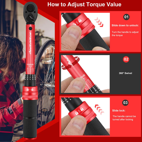 ATsafepro Torque Wrench 3/4 Inch, 100-600 Nm Torque Wrenchs, ±3% Error Accuracy with 48 Teeth Dual-Direction Adjustable for Repair of Car, Truck, Tractor