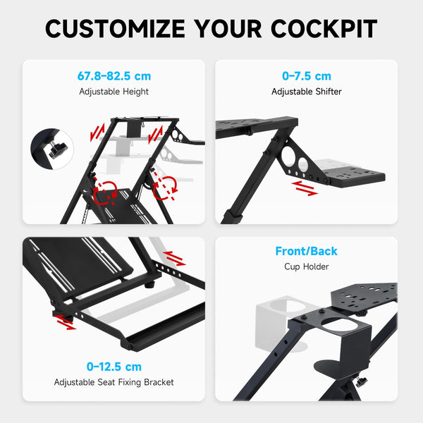 CO-Z Steering Wheel Stand, Height Adjustable Racing Wheel Stand with LED Light Strip, Foldable Gaming Simulator Cockpit Compatible with Logitech G920 G27 G25 G29 Thrustmaster T80 T150 TX F430
