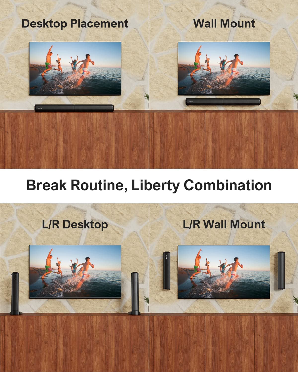 ULTIMEA 4.1ch Sound Bar for Smart TV with Subwoofer, App, Peak Power 200W, 2-in-1 Detachable Bluetooth 5.3 Soundbar, Bass Adjustable, 3 EQ Modes TV Sound Bar, ARC/Optical/Aux, Apollo S50 2025 Version