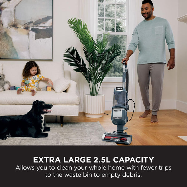 Shark Corded Upright Vacuum Cleaner 1.1L with Anti Hair Wrap Technology, LED Headlights, Lift-Away, Anti-Allergen, 8m Cord, 750W, 2 Attachments, Royal Grey, NZ691UK