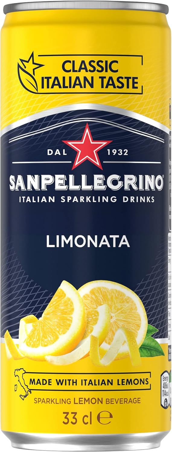 Italian Sparkling Drinks Classic Taste Original Sparkling Lemon Canned Soft Drink 24 Pack (6 Pack x 4 x 330ml)