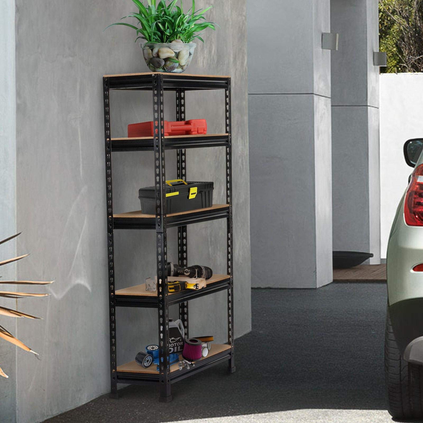 Yaheetech 5 Tier Garage Shelving Units, Heavy Duty Racking shelves, 150KG Per Shelf/750KG Capacity, 70cmx30cmx150cm（LxWxH,Dark Gray