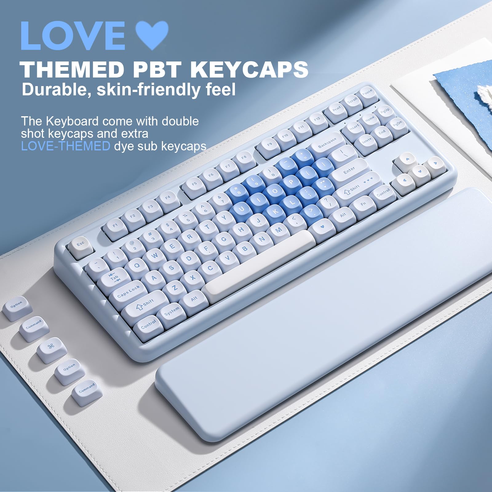 YUNZII B87 Wireless Mechanical Keyboard,QMK/VIA Software Custom Gaming,Gasket RGB Keyboard with Cute MOA Keycaps,Wrist Rest,BT5.0/2.4G/USB-C NKRO for Win/Mac (butter, milk v2 linear)