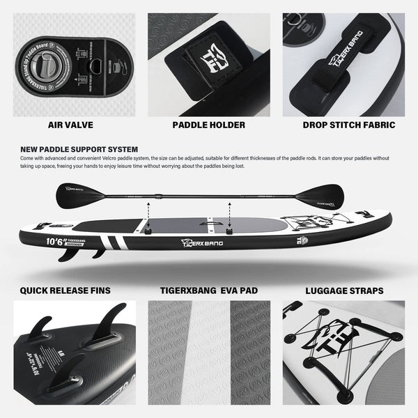 TIGERXBANG Stand Up Paddle Boards 10'6" x 32" x 6"丨10' x 31" x 6" with Premium SUP Board Accessories, Inflatable Paddle Boards for Adults/Kids Stand Up PaddleBoarding