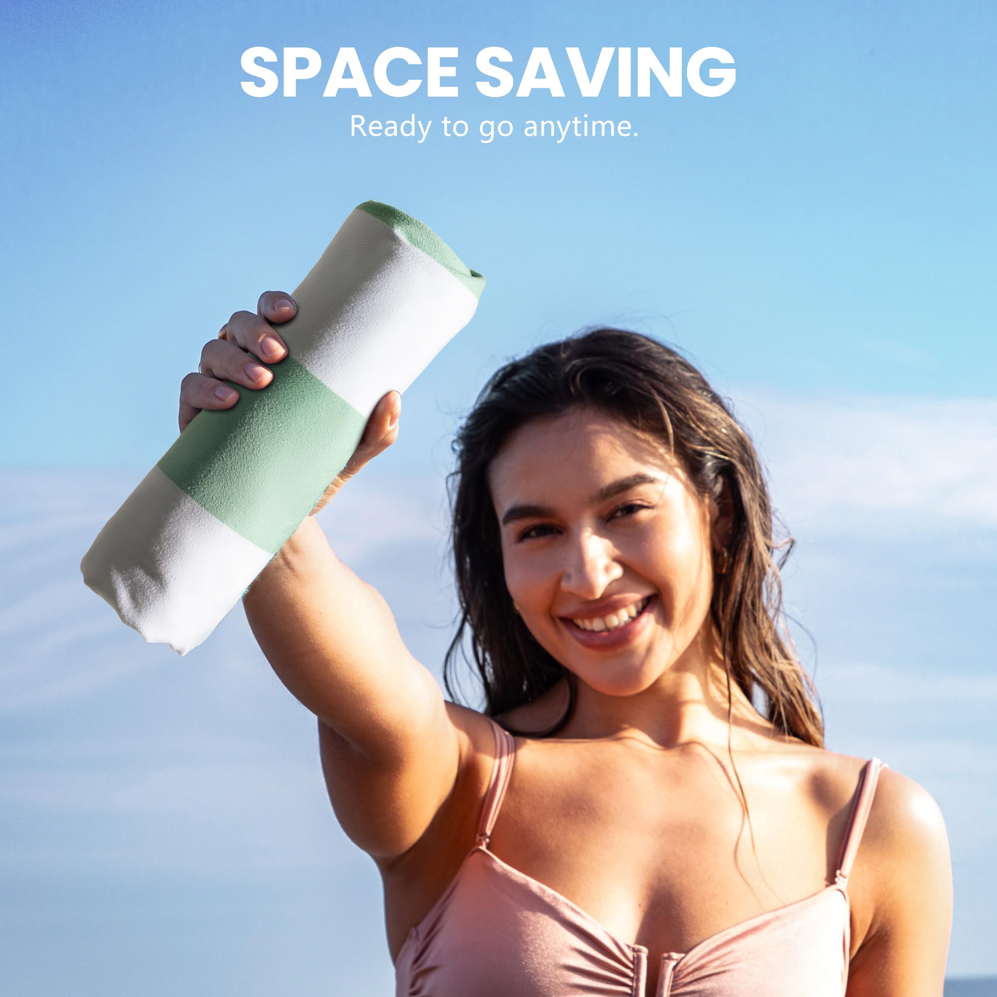 Winthome Beach Towel, Extra Large Microfibre Beach Towel for Adult, Double Sides Sand Free Quick Dry lightweight Travel Swimming Towel(Pink + Green, 90×180cm - 2 pack)