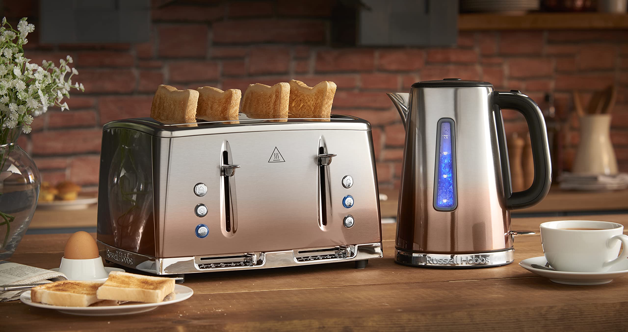 Russell Hobbs Eclipse Stainless Steel & Copper Sunset Ombre 1.7L Electric Cordless Kettle (Quiet & Fast Boil 3KW, Removable washable anti-scale