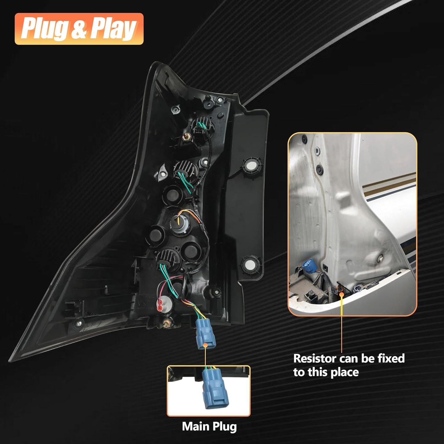 VLAND Motor LED Rear Lights compatible with Land Cruiser Prado J150 / GX460 2010-2017, w/Amber Sequential Indicator, Driver & Passenger Side - Smoked