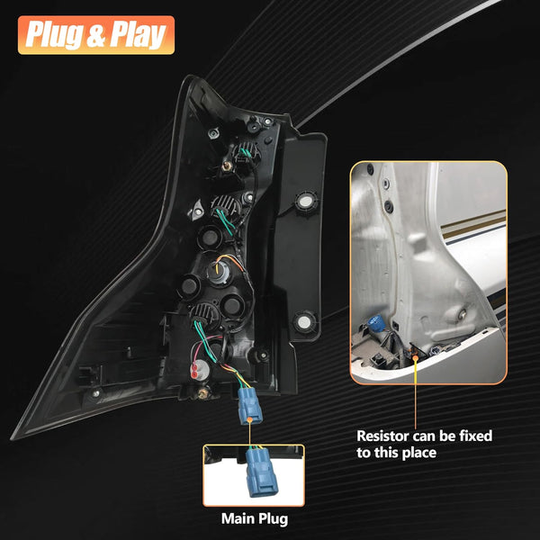 VLAND Motor LED Rear Lights compatible with Land Cruiser Prado J150 / GX460 2010-2017, w/Amber Sequential Indicator, Driver & Passenger Side - Smoked