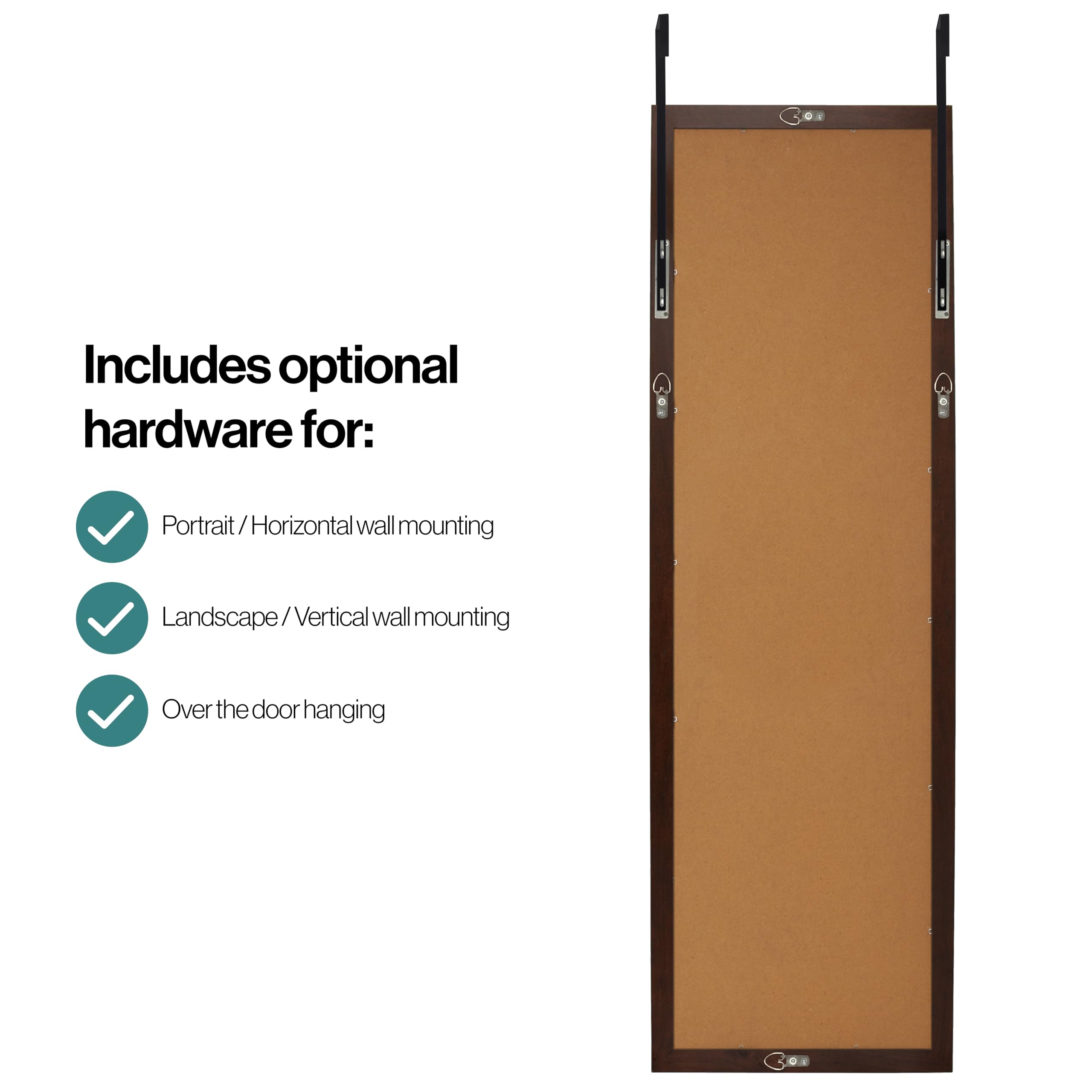 Home Selections Wooden Full Length Wall Mounted Mirror - Brown - 35x110cm