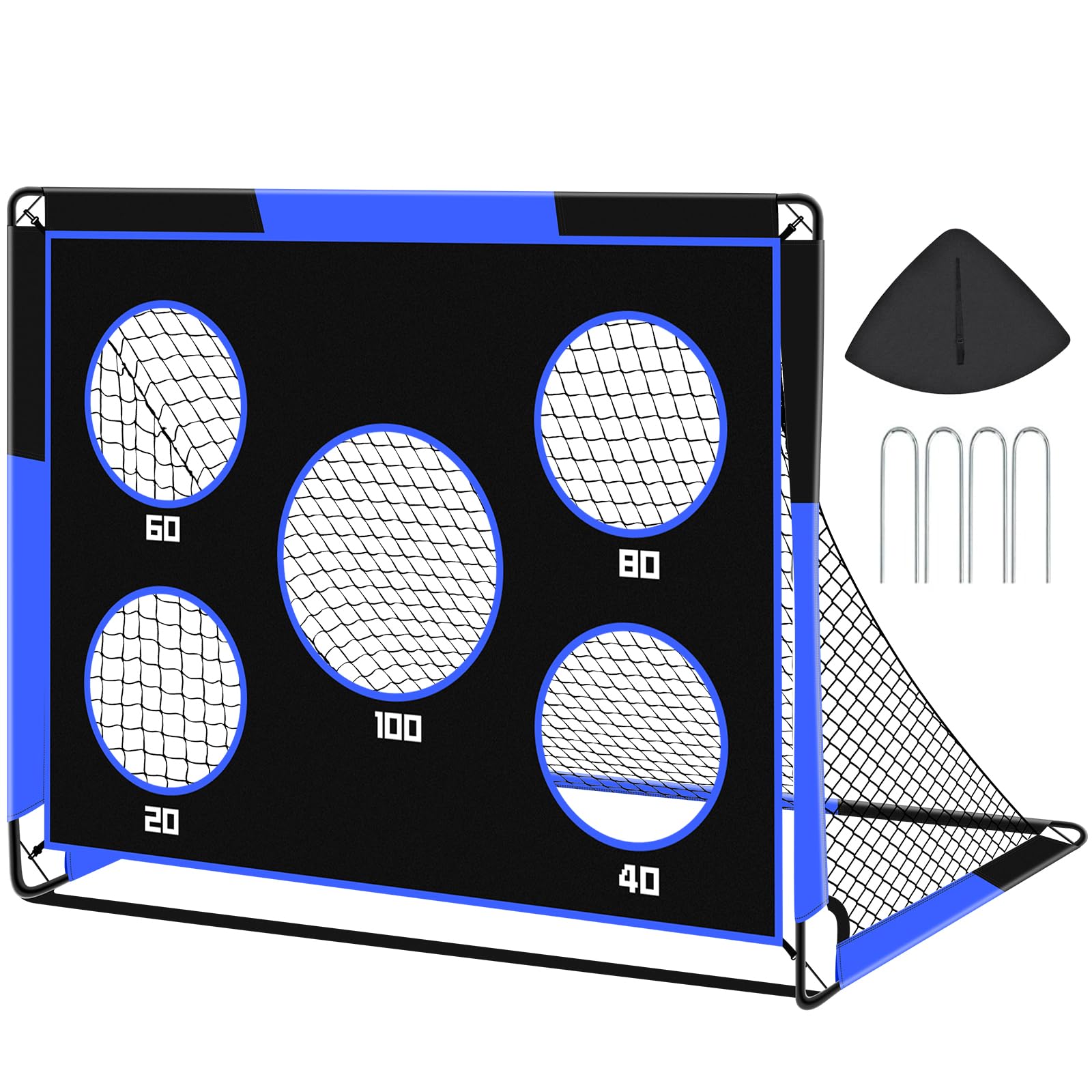 Gofady 2-in-1 Football Goal for Kids - Portable & Durable Soccer Training Net with 5 Target Ranges, Foldable Design, Carrying Bag, Easy Assembly for