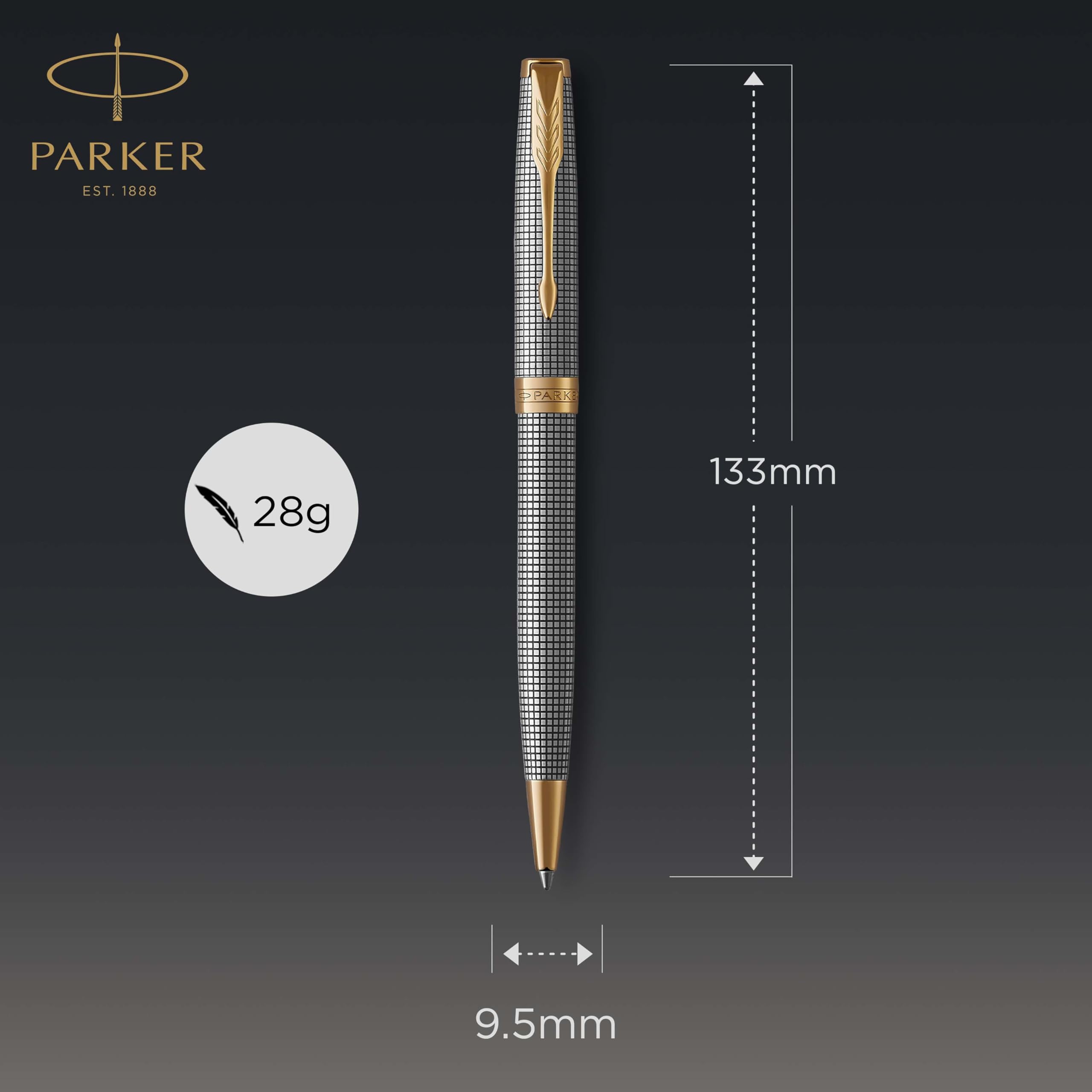 Parker Sonnet Ballpoint Pen | Stainless Steel with Gold Trim | Medium Point | Handwriting Pens & Stationery Supplies | Black Ink | Gift Box