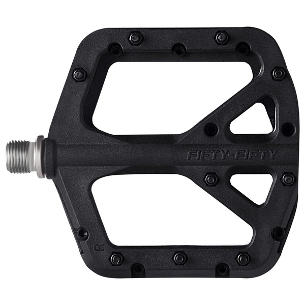 FIFTY-FIFTY Mountain Bike Pedals, Non-Slip MTB Nylon Composite, 9/16" Bicycle Pedals, Lightweight and Wide Flat Platform (Black)