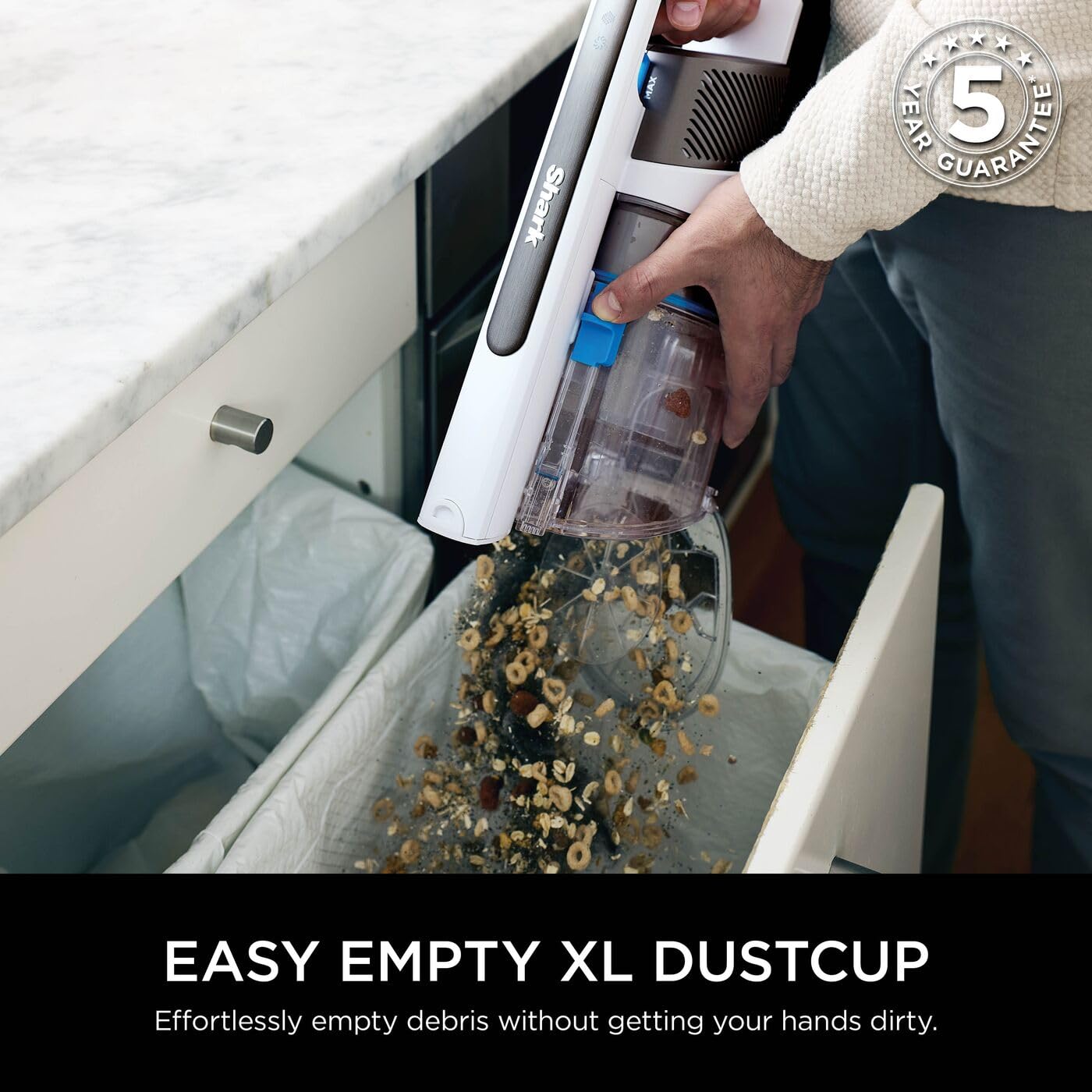 Shark PowerPro Cordless Vacuum Cleaner, Lightweight, Floor Detect Technology, Anti-Hair Wrap Technology, Anti-Allergen Complete Seal, Flexible, Handheld mode, Navy Metallic, IZ380UK