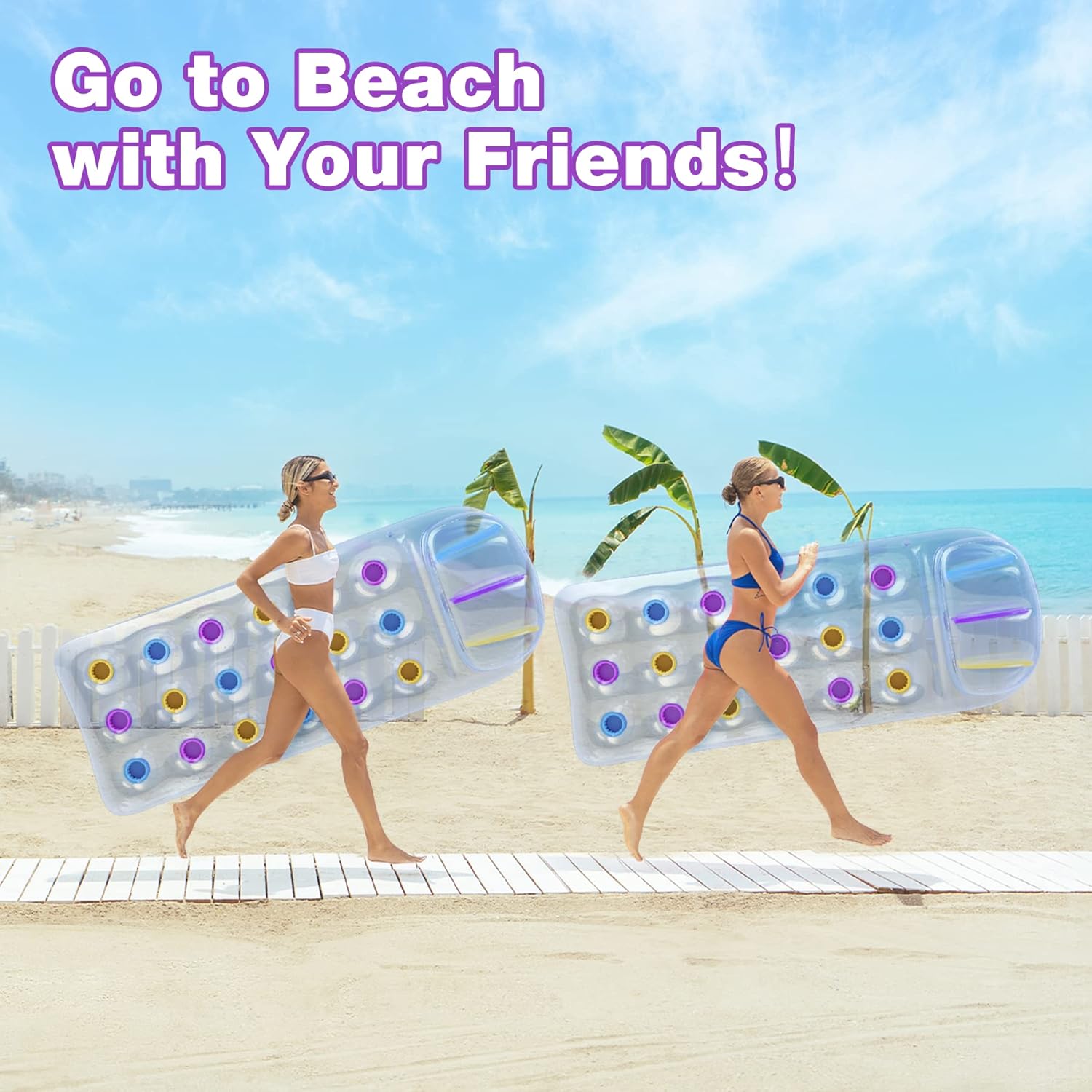 Lilo Pool Inflatables - Gontence Portable Pool Inflatable - Inflatable Pool Floats For Kids Adults - Pool Lounger with Cup Holder - Pool Float Pool Hammock Water Hammock, Blue (HW721)