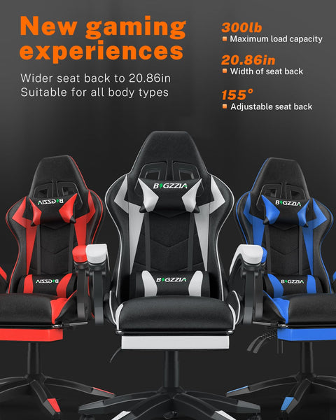 bigzzia RGB Gaming Chair with LED Lights and Ergonomic Computer Chair Reclining PU Leather High Back Video Game Chair with Headrest Adjustable Lumbar Support Linkage Armrest for Adults (Black/Grey)