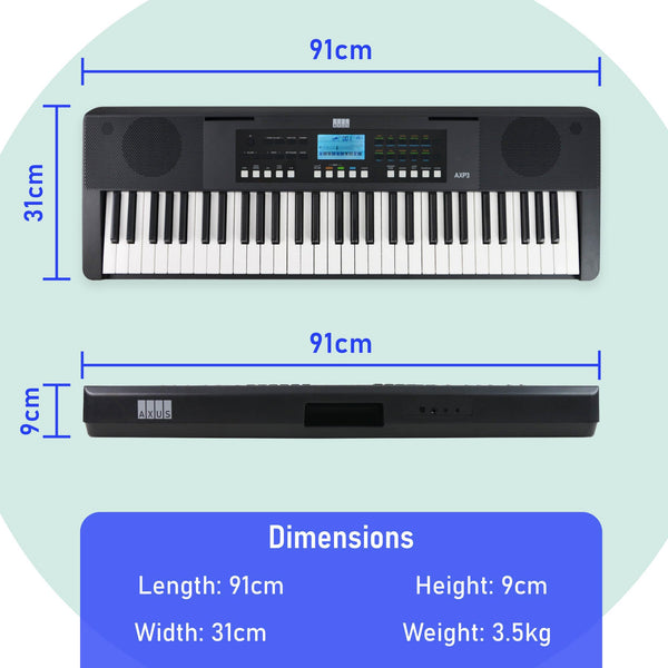 Axus AXD55 88 Key Digital Piano Keyboard with Touch Sensitive Keys, Sustain Pedal and High-Level Features and Functions.