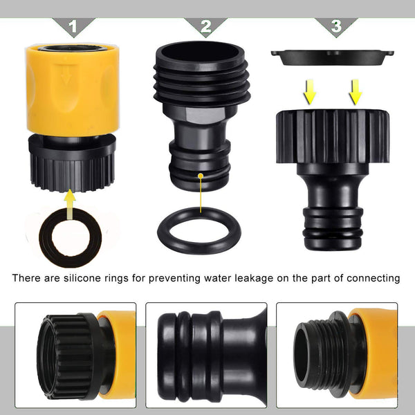 BABADU Garden Hose Pipe Connector Kit 20 Pack: Hoses Nozzle, Hose Repair Connector, Quick Connect, Y Splitter, Male Threaded Adapter, Male&Female Connectors, 2 Way Tap Fittings,Multi Faucet Connectors
