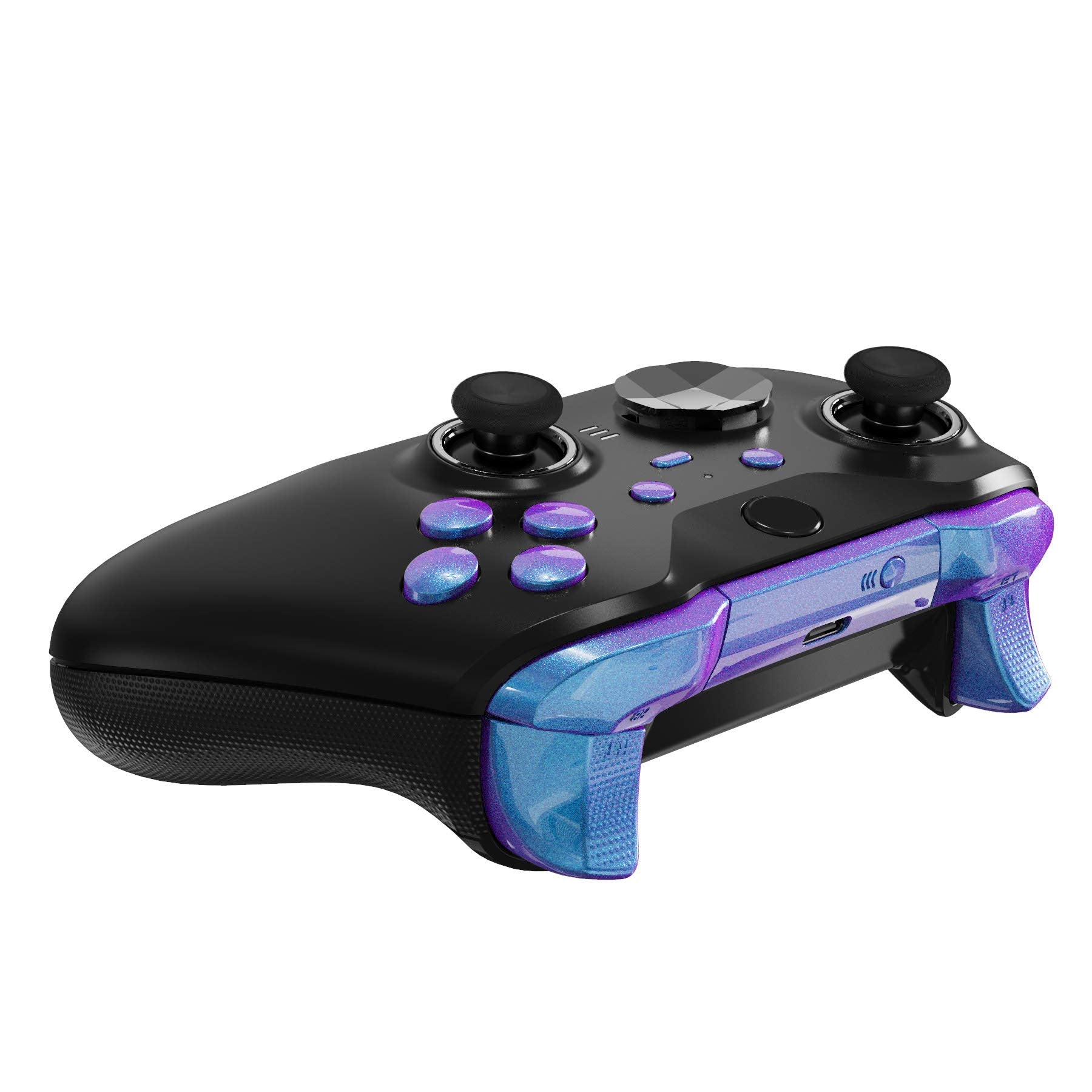eXtremeRate Chameleon Purple Blue Buttons for Xbox One Elite Series 2 Controller, LB RB LT RT Bumpers Triggers ABXY Start Back Sync Profile Switch Keys for Xbox Elite Series 2 Core Controller