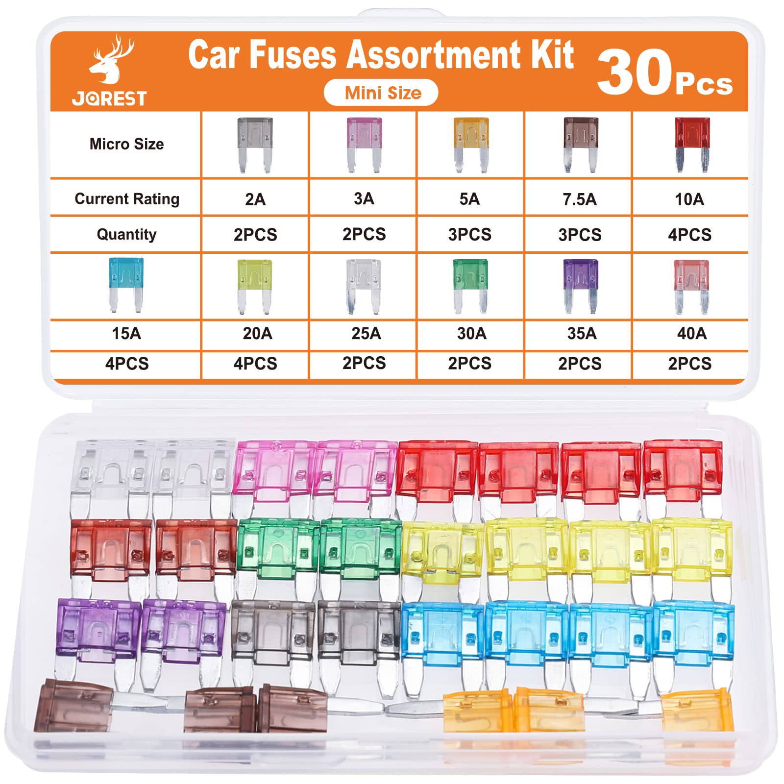 JOREST 300Pcs Car Fuses Assorted Kit, 160 Mini Blade Fuses Automotive + 90 Standard Mixed Fuses + 50 Micro Fuse Set + Fuse Puller – for RV Truck Motorcycle(2Amp 3A 5A 7.5A 10A 15A 20A 25A 30A 35A 40A)