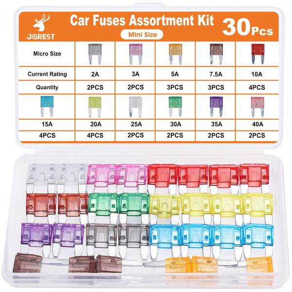 JOREST 300Pcs Car Fuses Assorted Kit, 160 Mini Blade Fuses Automotive + 90 Standard Mixed Fuses + 50 Micro Fuse Set + Fuse Puller – for RV Truck Motorcycle(2Amp 3A 5A 7.5A 10A 15A 20A 25A 30A 35A 40A)