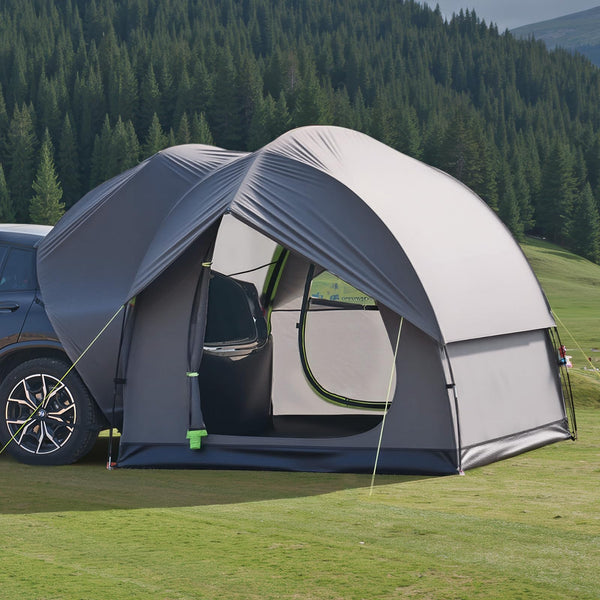 VEVOR Waterproof PU2000mm Spacious Double Layer Design, SUV Camping Tent with Shade Awning and Mesh Windows, Includes Rainfly and Storage Bag