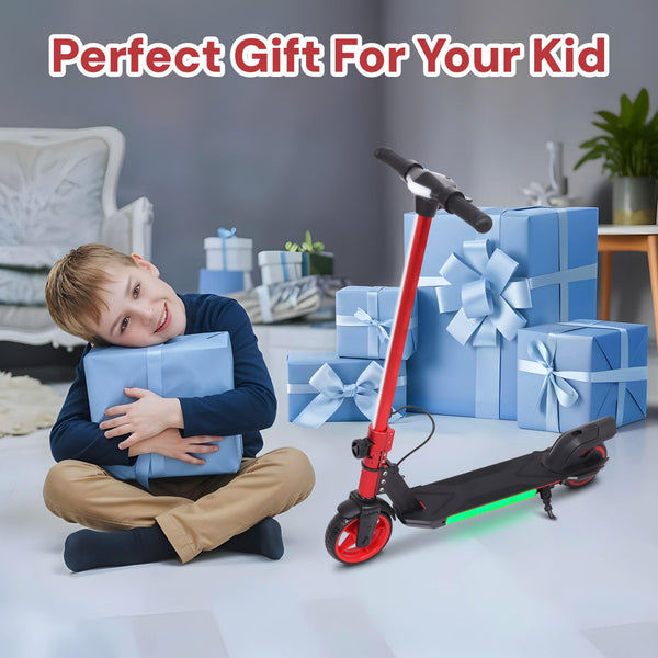 Electric Scooter Kids Foldable Mobility Scooters E Bike With RGB LED Lights For Ages 6-12 Boys Girls | 3 Speed Modes | 6-10 KM Range Dual Braking System 150W Motor Gift for Children