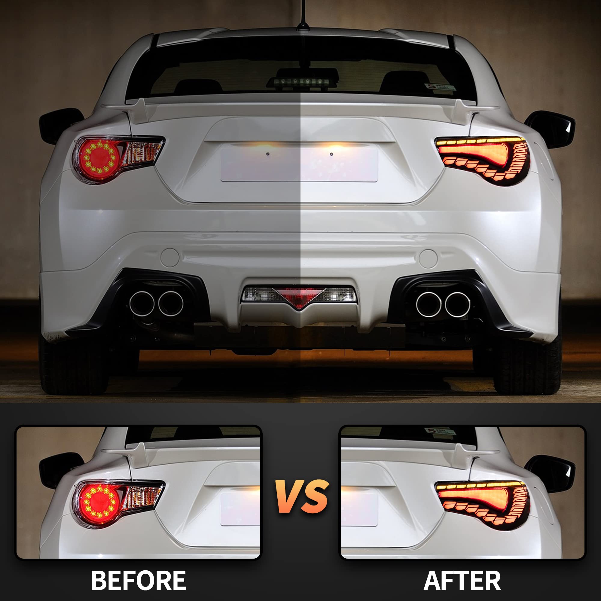 VLAND Rear Lights for GT86 FT86 2012-2020 BRZ 2013-2020 Tail Lights Assembly with Sequential Turn Signal (smoked a)