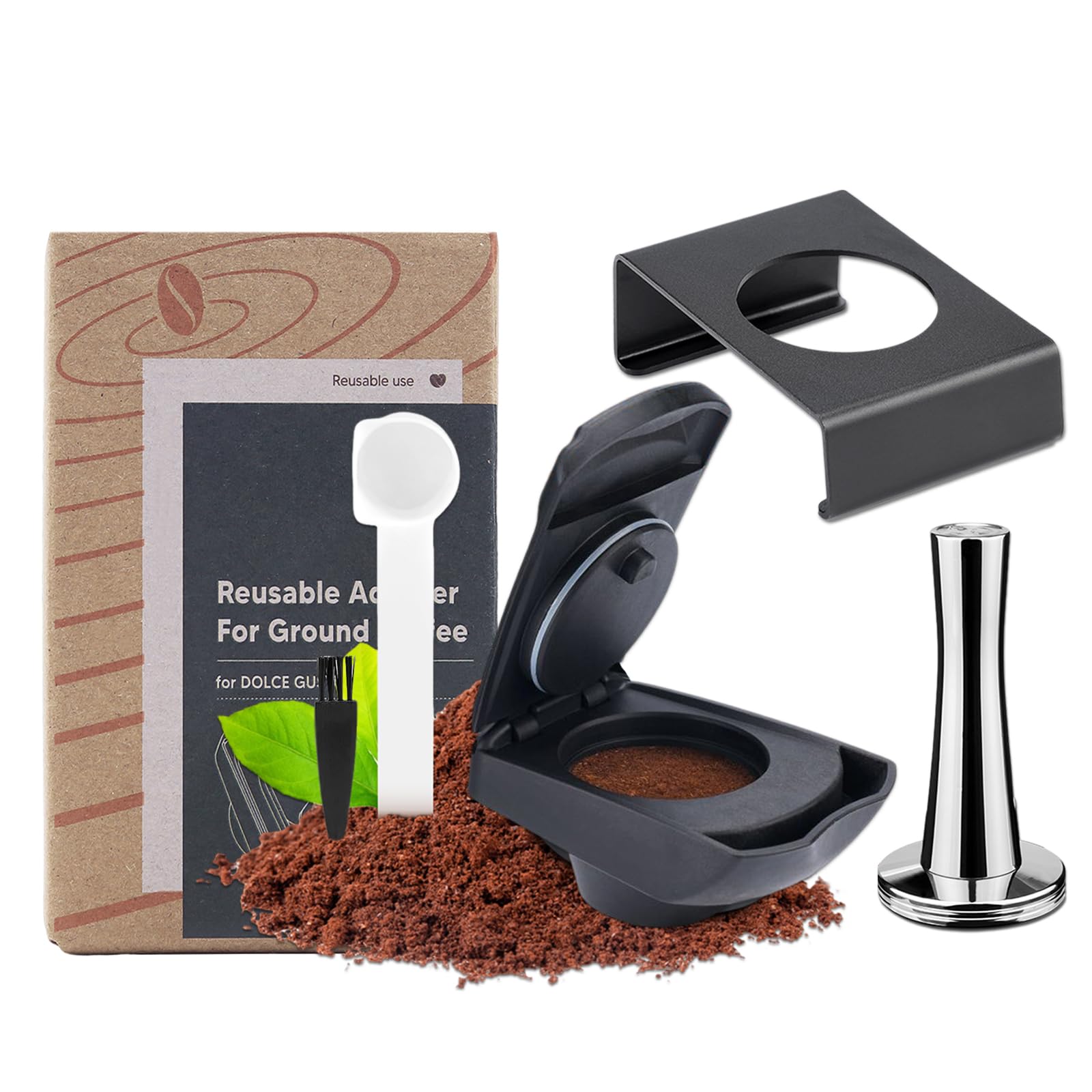 FOXNSK Reusable Coffee Capsule Adapter, Refillable Coffee Capsule Adapter Coffee Capsules Converter for Dolce Gusto edgLUMIO DG325 Machine with 41mm