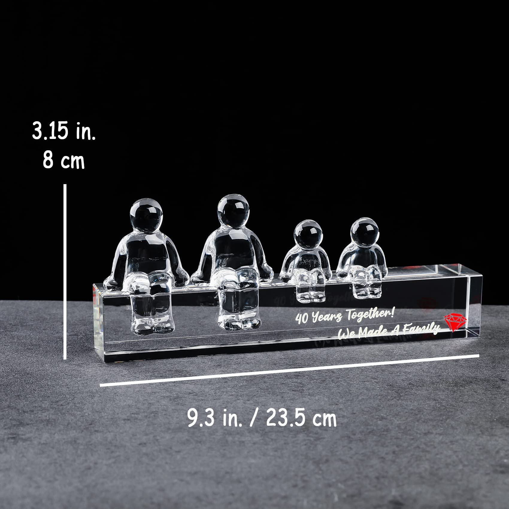 Movdyka Crystal 40th Wedding Gifts on Anniversary for Her Wife, Ruby 40 Years Together We Made A Family, Glass Ornament Keepsake for Couple (2