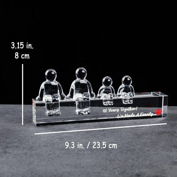 Movdyka Crystal 40th Wedding Gifts on Anniversary for Her Wife, Ruby 40 Years Together We Made A Family, Glass Ornament Keepsake for Couple (2