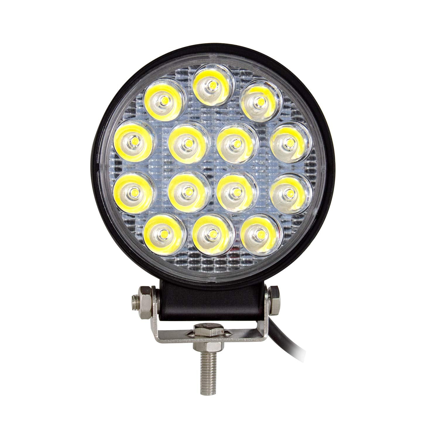 RIGIDON 2 Pcs Round Led Work Light, 4 inch 42W Flood Beam, 12V 24V Driving Lights Lamp for Car Off Road Boat Truck 4x4 SUV ATV Tractors Excavator, 6000K White, Fog Lamp