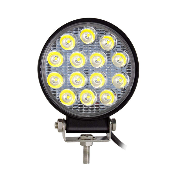 RIGIDON 2 Pcs Round Led Work Light, 4 inch 42W Flood Beam, 12V 24V Driving Lights Lamp for Car Off Road Boat Truck 4x4 SUV ATV Tractors Excavator, 6000K White, Fog Lamp