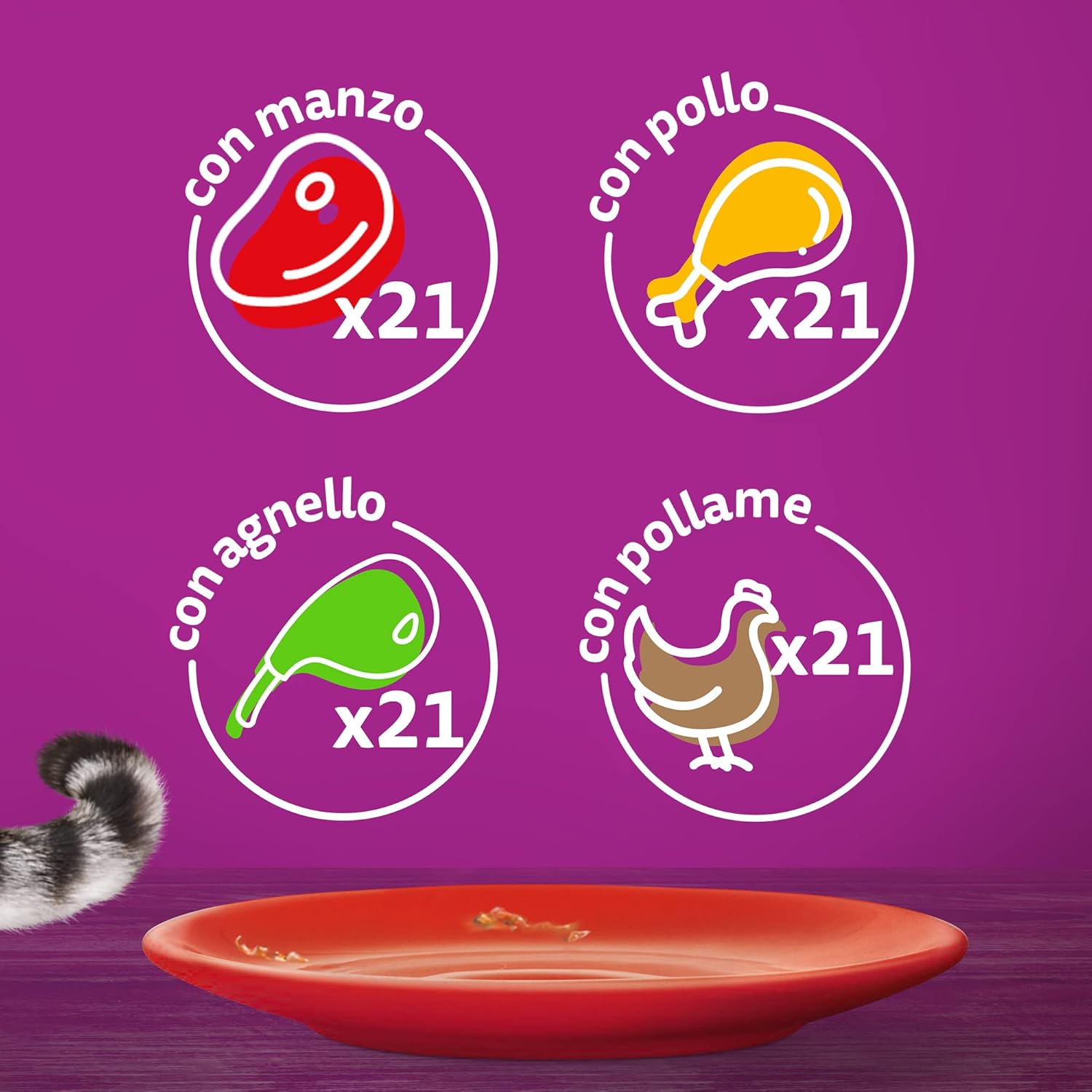 1+ Adult Classic Selection in Gravy 84 Pouches, Adult Wet Cat Food, Megapack (84 x 85 g)