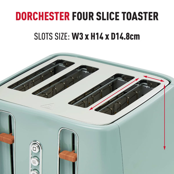 Haden Dorchester Toaster 4 Slice  Stainless Steel Body - Modern LCD Display - 6 Browning Levels - Cancel/Defrost/Reheat - 1900-2300W Digital 4 Slice